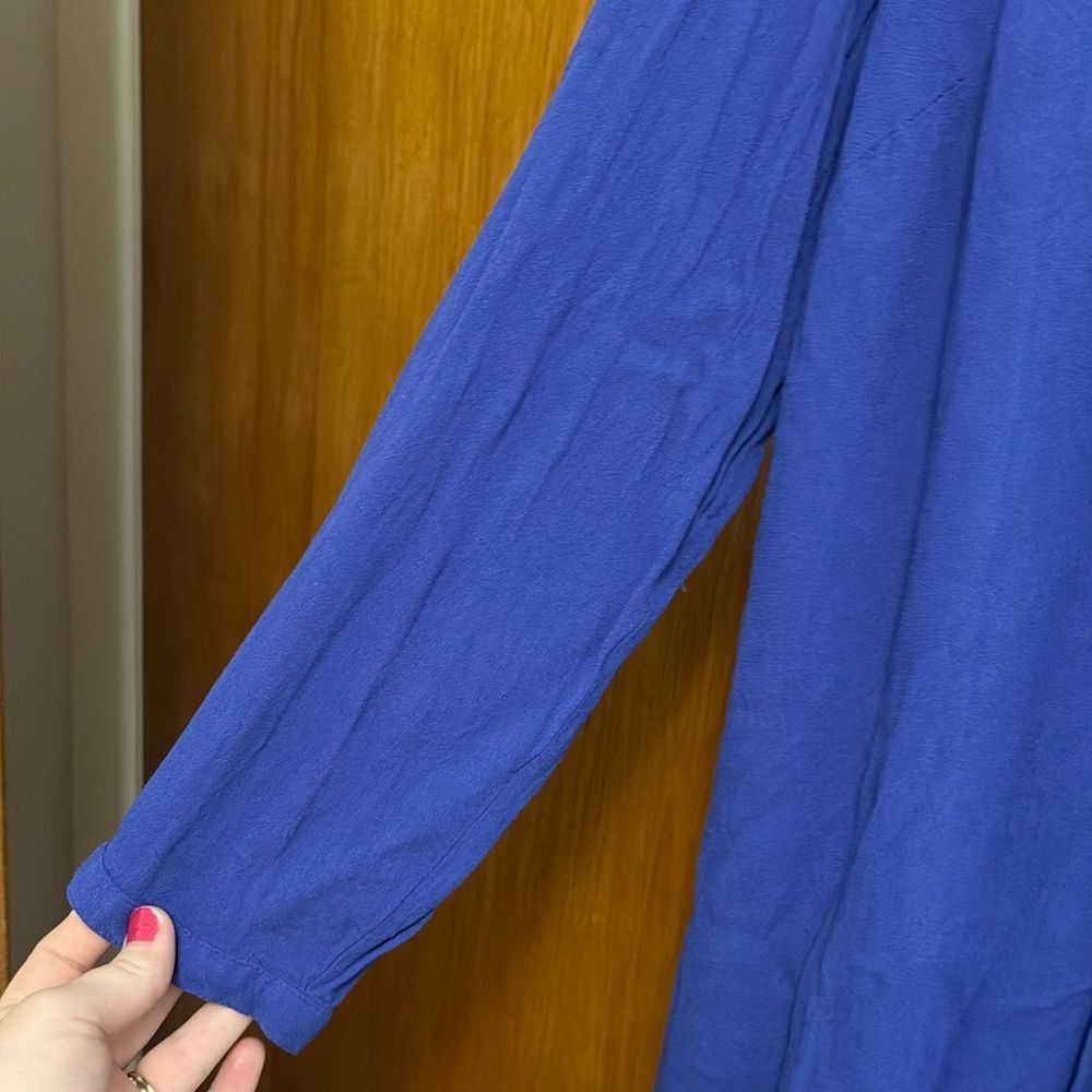 Old Navy Blue 3/4 Sleeve Pleated Dress - Picture 4 of 5